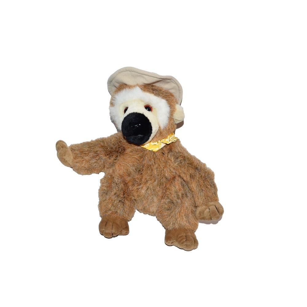 Vtg Walmart safari hat bandana monkey plush‎ stuffed animal toy  9"